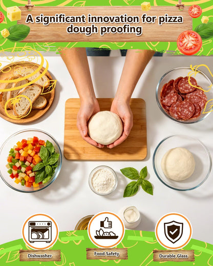 Pizza Dough Proofing Container, 29oz/850ml Stainless Steel Proofing Box with Clear Airtight Lids, Stackable Fermentation Storage for Pizza, Bread, Sourdough, Includes Dough Cutter