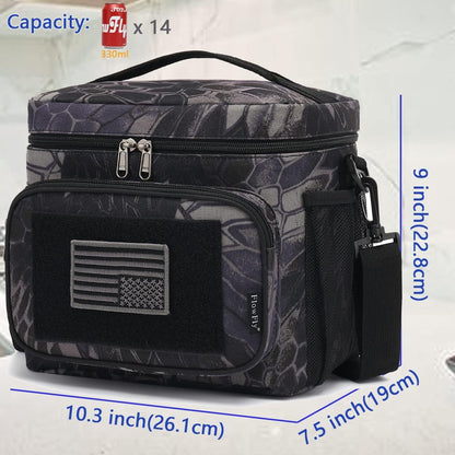 FlowFly Lunch Bag, Insulated Cooler, Thermal Lunch Box Tote with MOLLE/PALS Webbing, Adjustable Padded Shoulder Strap, for Tactical Men Women Adults and Boys Girls Kids (Cyan, Medium)