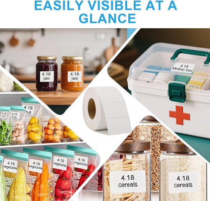 1200 Removable Freezer Labels 1x2 Inch Waterproof, Oil & Tear Resistant Blank Food Labels, Easy Peel No Residue Perfect for Refrigerator, Jars & Pantry Storage