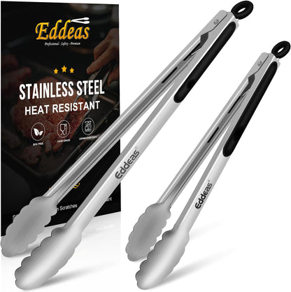 Eddeas Kitchen Tweezers Tongs, Cooking Tweezers Stainless Steel - 3 Size 12'' 10'' & 8 inch Ideal for Meat, pasta, plating and pinching delicate small pieces of food, Set of 3