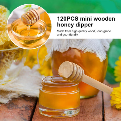 Honey Dipper Sticks- Wooden Honey Dipper 3 Inch Mini Honeycomb Stick for Christmas Halloween Party Favors