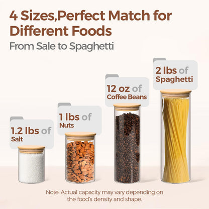 ComSaf 2Pcs Large Glass Storage Containers with Lids 4Qt, 1 Gallon Wide Mouth Flour Sugar Storage Containers, Large Capacity and Sealed for Rice, Cereal, Oat, Easy Clean and Scoop, Pantry Organization
