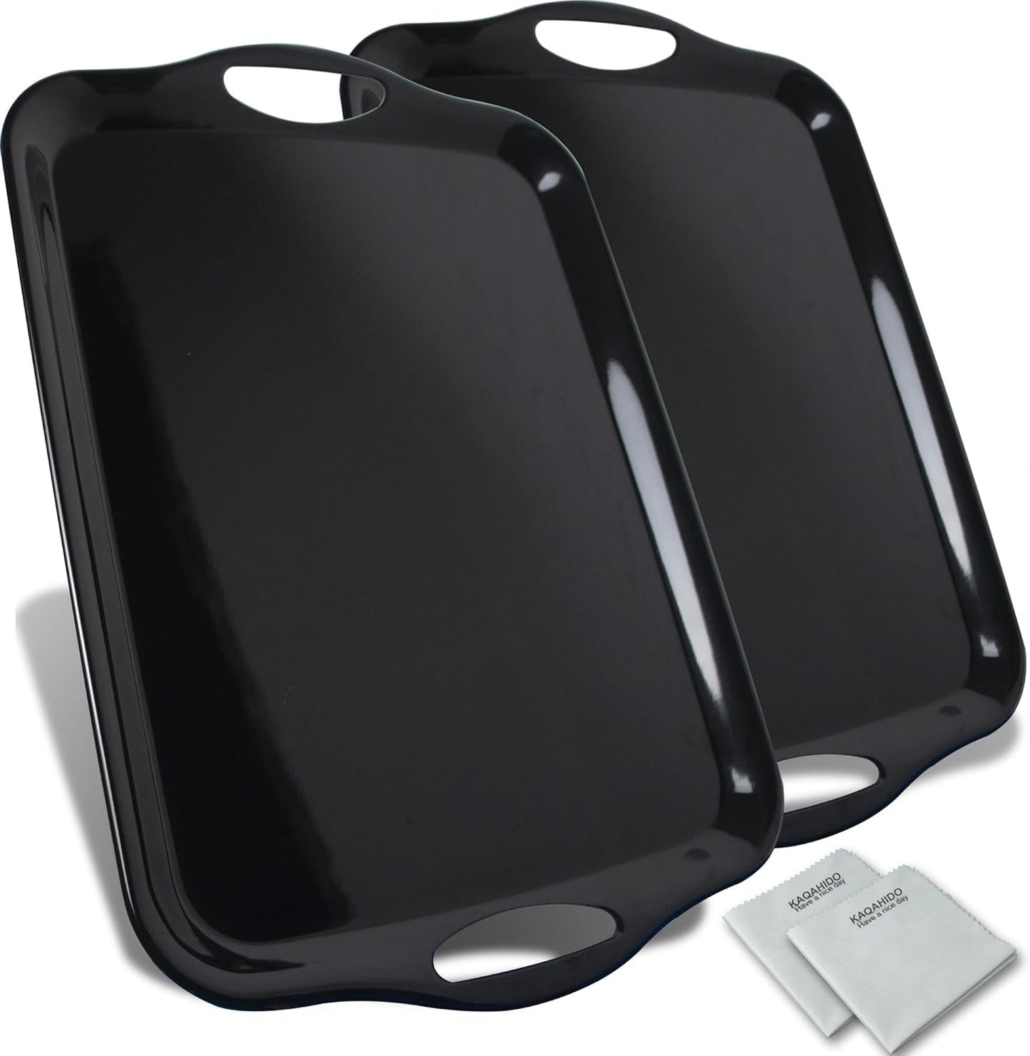 KAQAHIDO Large Melamine Serving Trays for Eating, 17.5’’ x 12’’ Serve Platter for Appetizer, Charcuterie, Food, Snack, Cupcakes, Dessert, BPA-Free, Dishwasher Safe Tray, Set of 2, White