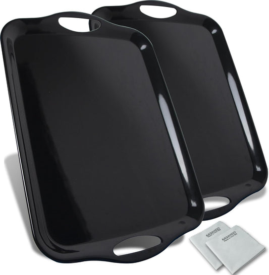 KAQAHIDO Large Melamine Serving Trays for Eating, 17.5’’ x 12’’ Serve Platter for Appetizer, Charcuterie, Food, Snack, Cupcakes, Dessert, BPA-Free, Dishwasher Safe Tray, Set of 2, White