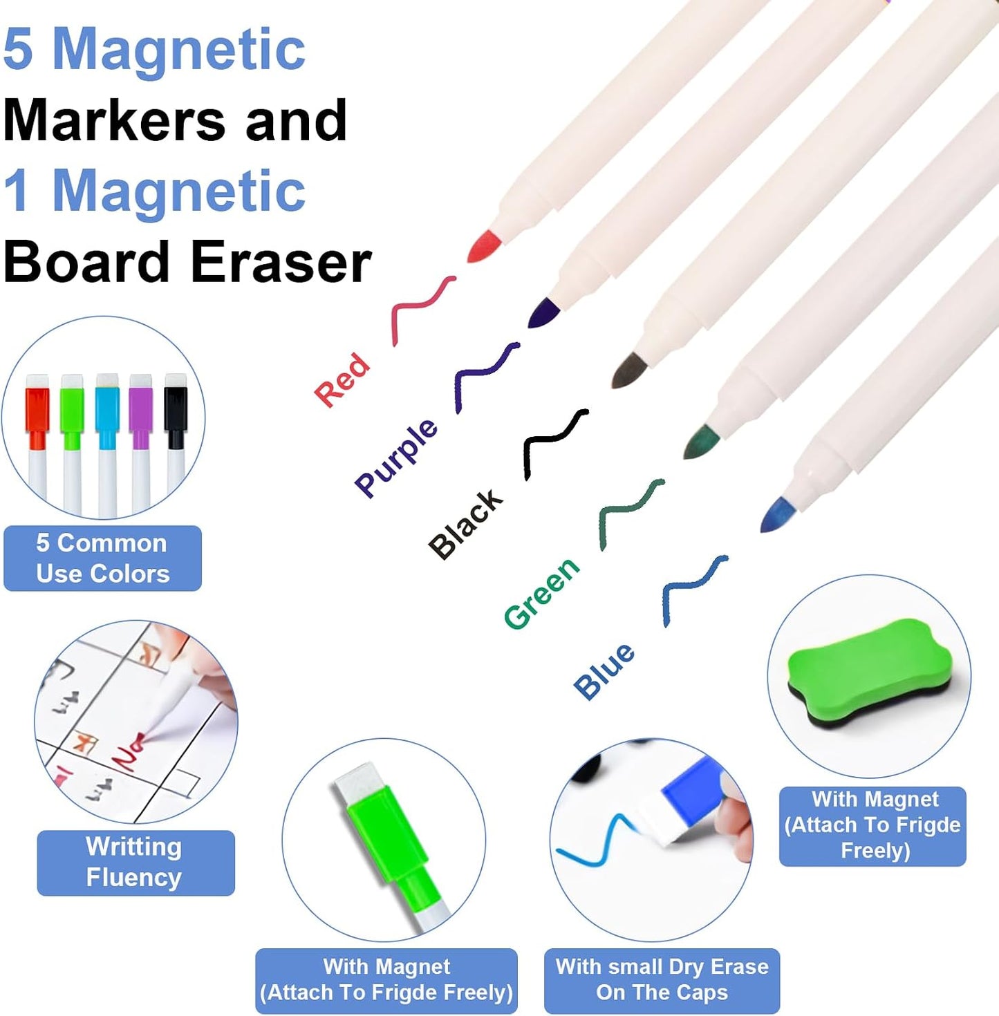 Magnetic Dry Erase Fridge Calendar Whiteboard Set,3 Pack 14.6" x 11" Reusable Refrigerator Calendar for Fridge & Wall-Monthly, Weekly,Daily Planners Refrigerator White Board with 5 Markers and Eraser
