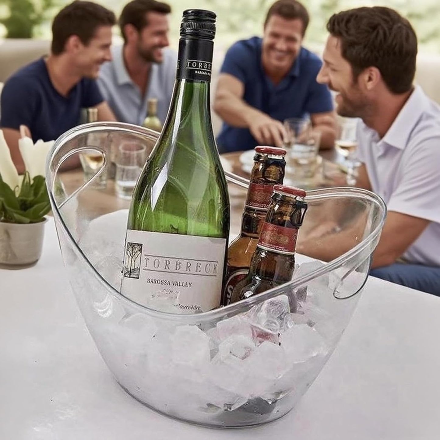 Clear Ice Bucket 4 Pack, 4L Acrylic Ice Buckets for Parties - Beverage Tub for Champagne, Beer, Wine Bottles, Large Drink Cooler Bin for Home or Commercial Use
