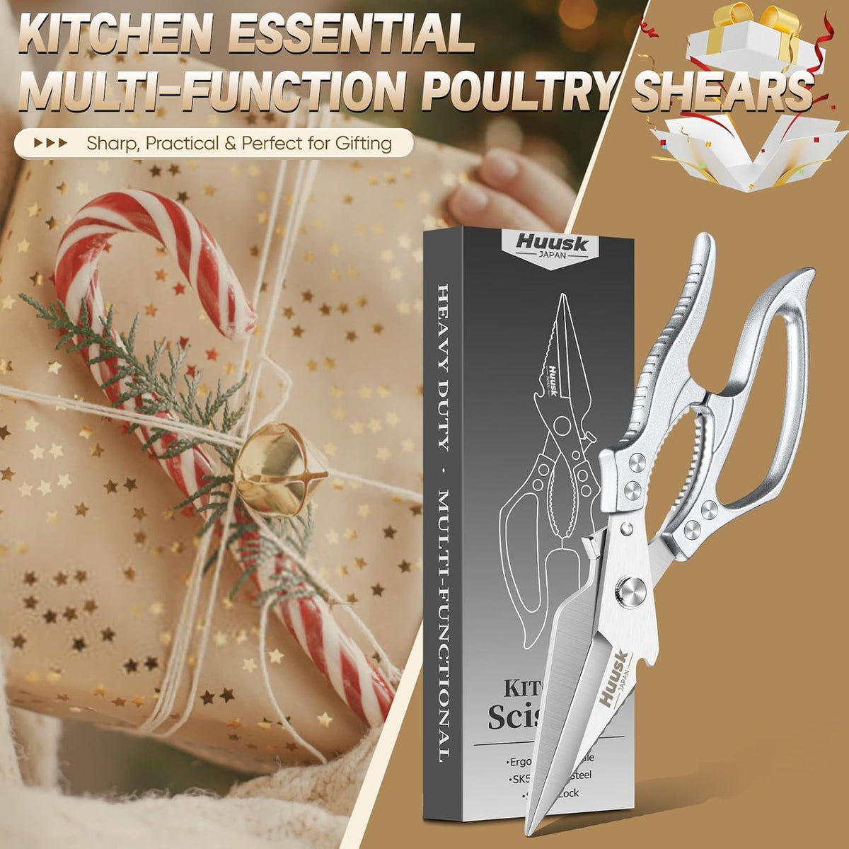 Huusk Poultry Shears Heavy Duty – All Purpose Japanese Kitchen Scissors