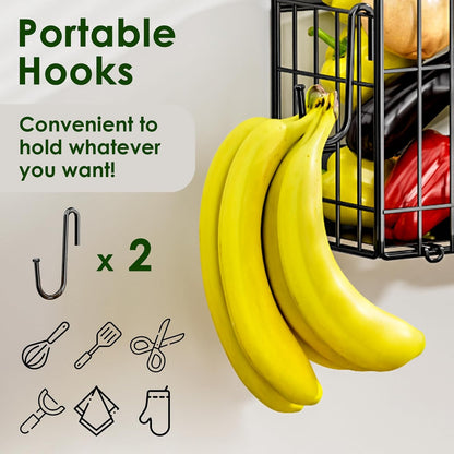 2 Set Magnetic Shelf for Fridge, Potato & Onion Storage Bins, Magnetic Fruit Basket for Refrigerator Pantry Kitchen Counter Laundry Organizer, Fridge Magnetic Spice Rack Magnet Fridge Storage