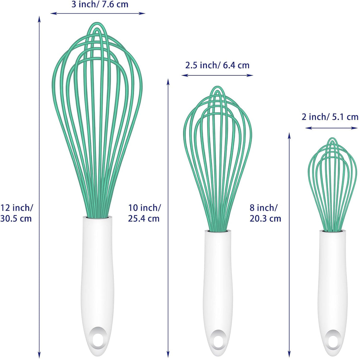 OYV Dishwasher Safe Silicone Whisk, Sealed Waterproof Design Set of 3, Professional Kitchen Whisks for Cooking Non-Scratch, Silicone & Stainless Steel Whisk, Heat Resistant Balloon Egg Beater, Black