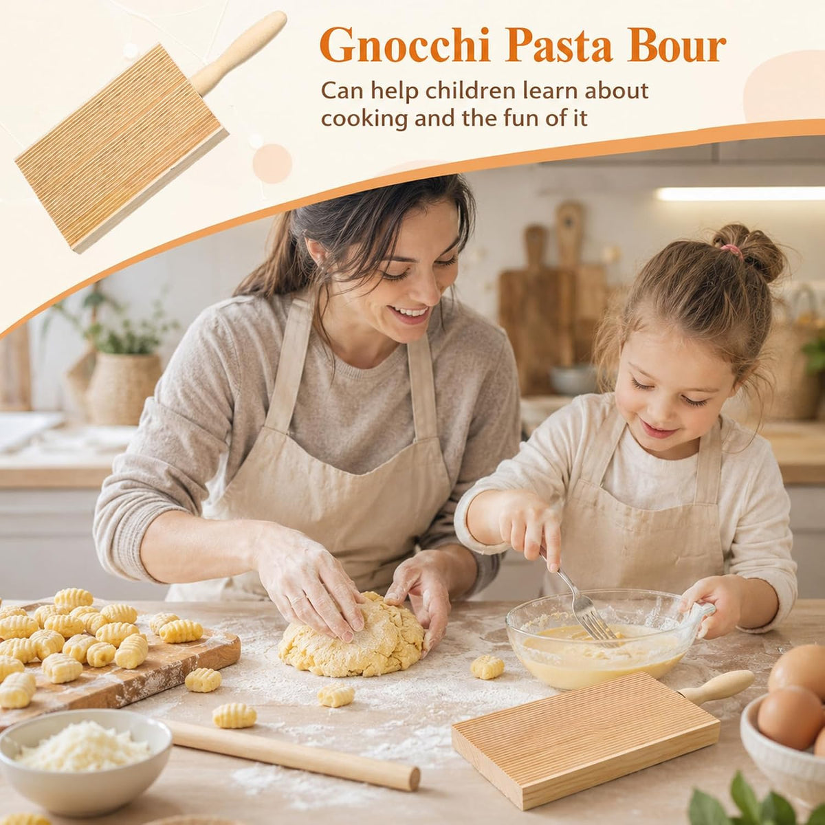 Oruola 2 Sets Gnocchi Board Wood,Gnocchi Maker Set