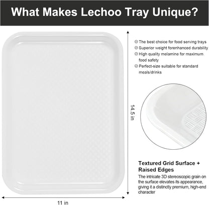 2pcs Melamine Serving Trays Set Two Tone 14.5" x 11" Large White Black Reusable Serving Platters for Cookie, Appetizer, Snack, Dessert, Party Food Display, Rectangular Party Trays and Platters