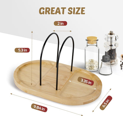 Primo Lines Rotating Napkin Holder for Table with Built-In Space for Salt and Pepper Shakers, Wooden Metal Caddy Rustic Table Organizer with 360 Degree Spin for Kitchen Decor and Accessories (Walnut)