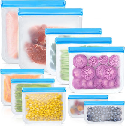 30 Pack Reusable Silicone Food Storage Bags, 4 Size Leak proof Dishwasher Safe Reusable Freezer Bag for Food Storage Containers Lunch Bags for Sandwich, Marinate Meat, Fruit