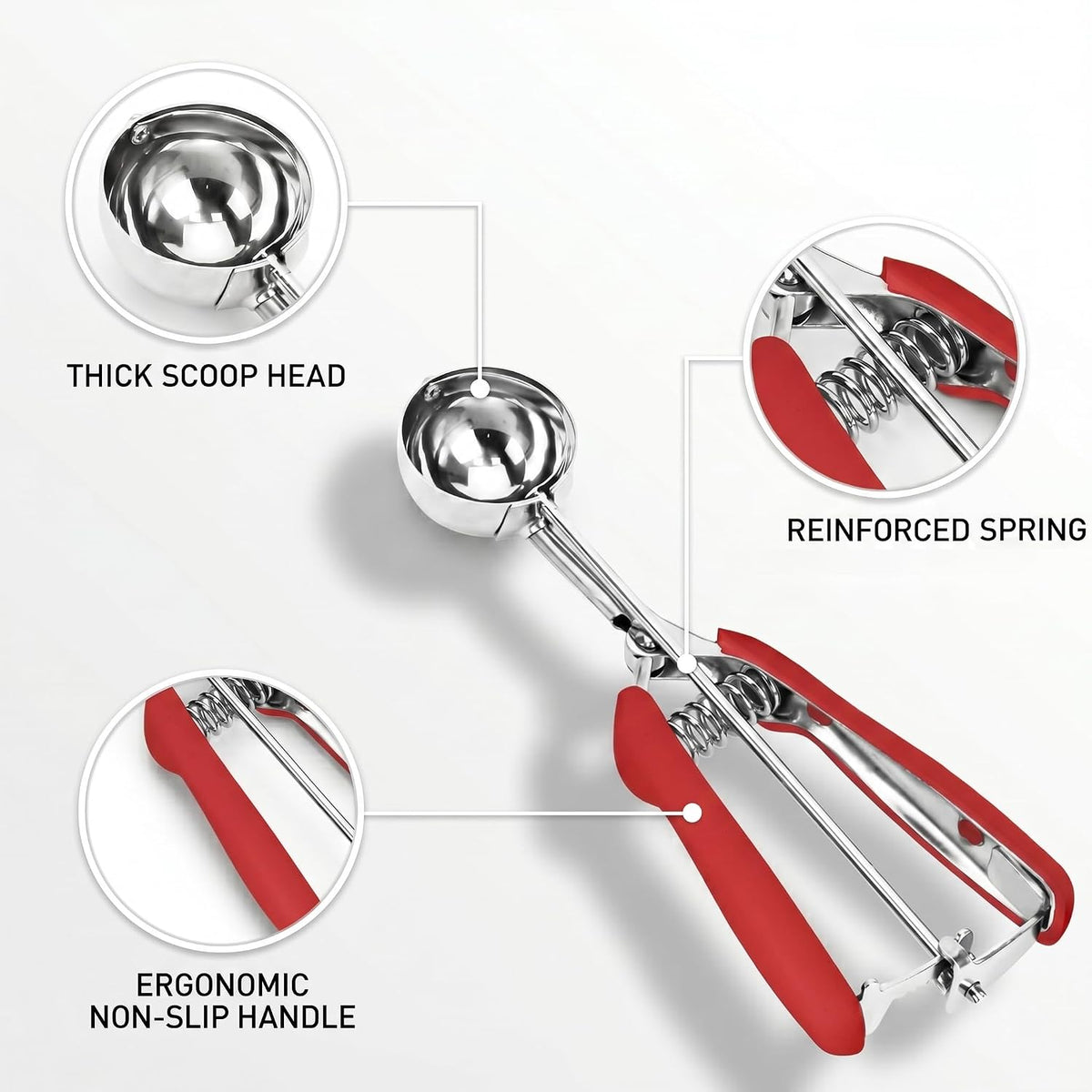 Ice Cream Scoop, 18/8 Stainless Steel Cookie Scoop, Cookie Scoops for Baking, 2 Tbsp/ 30 ml/ 1 oz Cookie Dough Scoop, Ice Cream Scooper with Trigger Release, Cookie Scooper for Baking