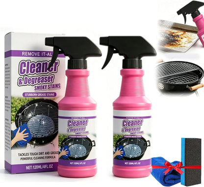Fast-Acting Heavy-Duty Grill Degreaser Spray, 120ml BBQ Grill Cleaner, 𝐆rill and Smoker Cleaner and Degreaser, 𝐆rill 𝐂leaner for Outdoor Grills, Heavy Duty for Burnt Food & Grease (1 PC)