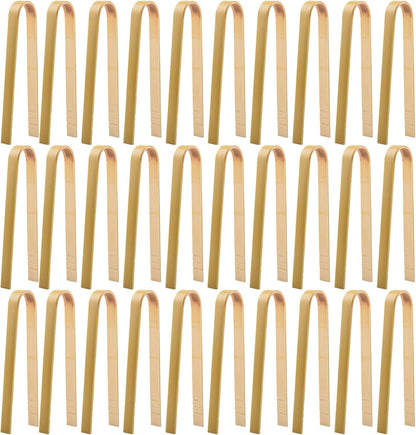 30 Pcs Wooden Tongs for Charcuterie - Mini Bamboo Disposable Tongs for Serving Food, Natural Wooden Cooking Toast