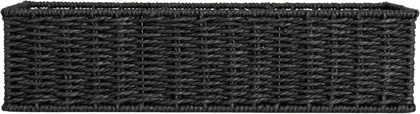 Household Essentials Water Hyacinth Rectangular Storage Basket with Handwoven Fibers and Iron Frame, Natural Finish