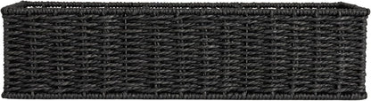 Household Essentials Water Hyacinth Rectangular Storage Basket with Handwoven Fibers and Iron Frame, Natural Finish