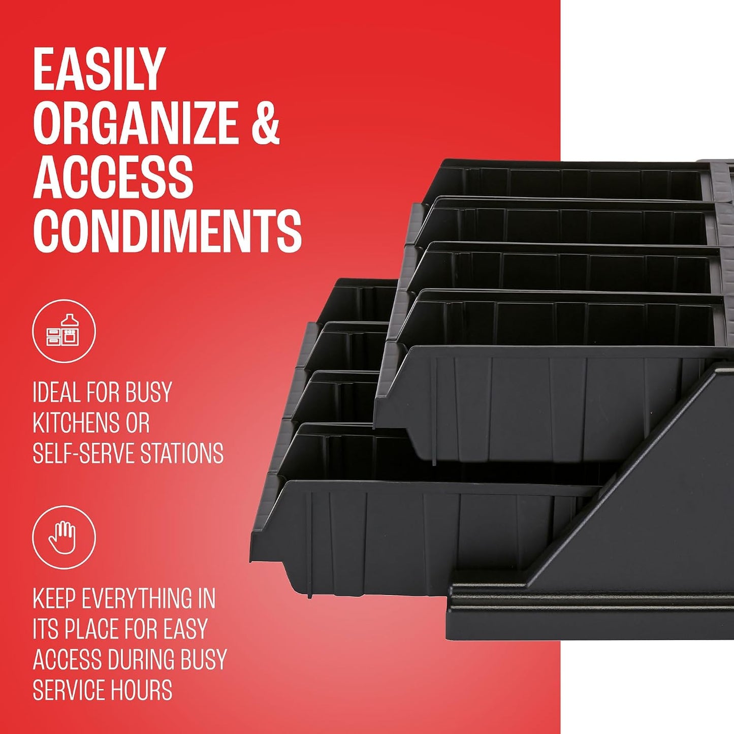 Cambro Versa - Self Serve Condiment and Utensil Bin - 12 Storage Bins - Ideal for food and coffee condiments (Black)