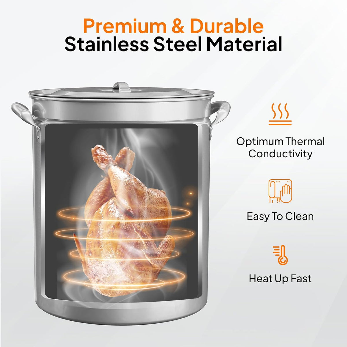 Bonnlo 30QT Aluminum Stock Pot for Boiling Seafood, Crawfish & Crab, Frying Turkey & Steaming Tamales, Large Boil Pot with Strainer Basket, Lid, Lifting Hook & Steamer Rack for Outdoor Cooking