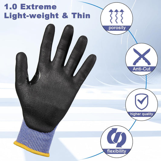 LOCCEF Level 5/A4 Cut Resistant Work Gloves, Touchscreen