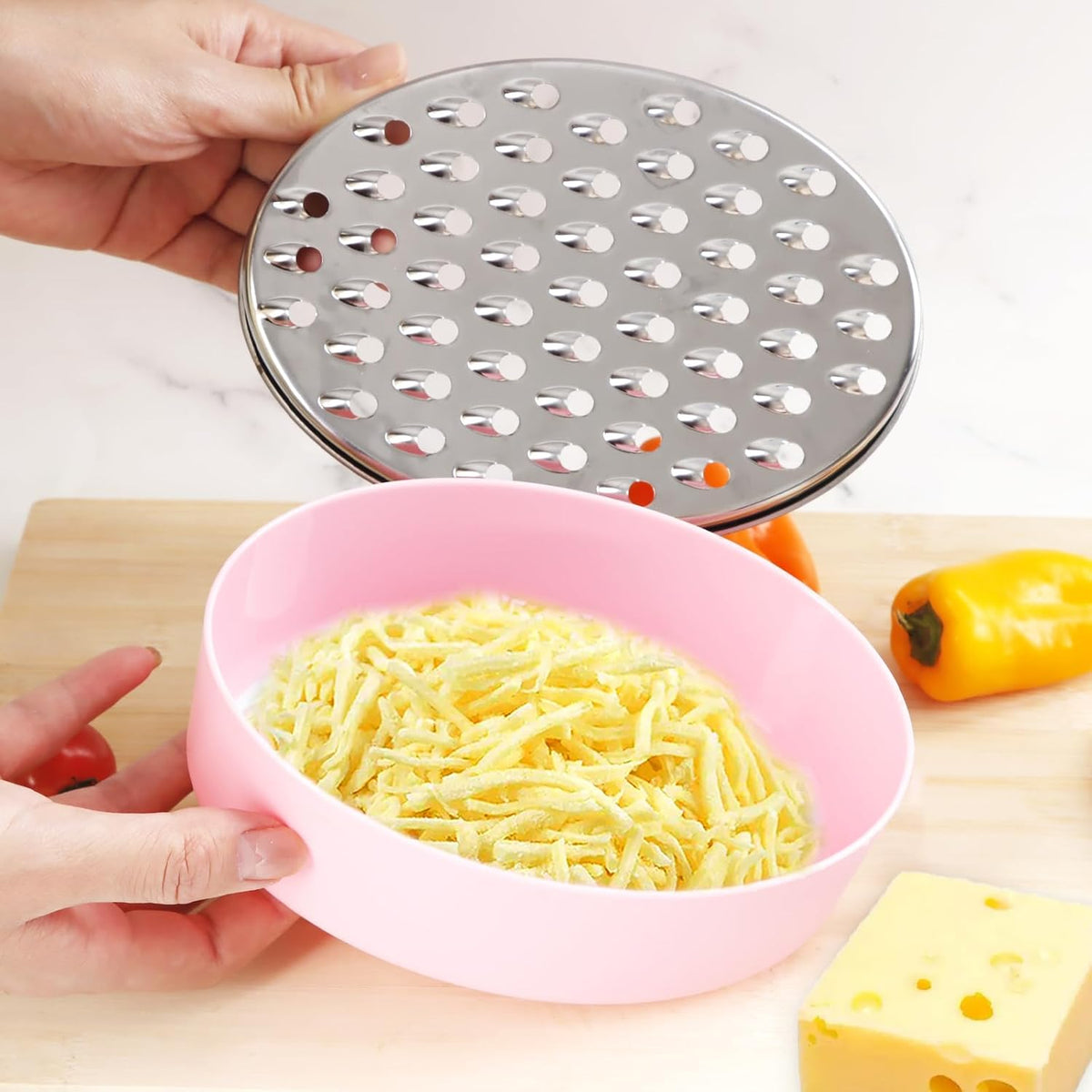 Cheese Grater Citrus Lemon Zester with Food Storage Container & Lid - Perfect For Hard Parmesan Or Soft Cheddar Cheeses, Ginger, Vegetables, Butter, Chocolate & Nutmeg (White)