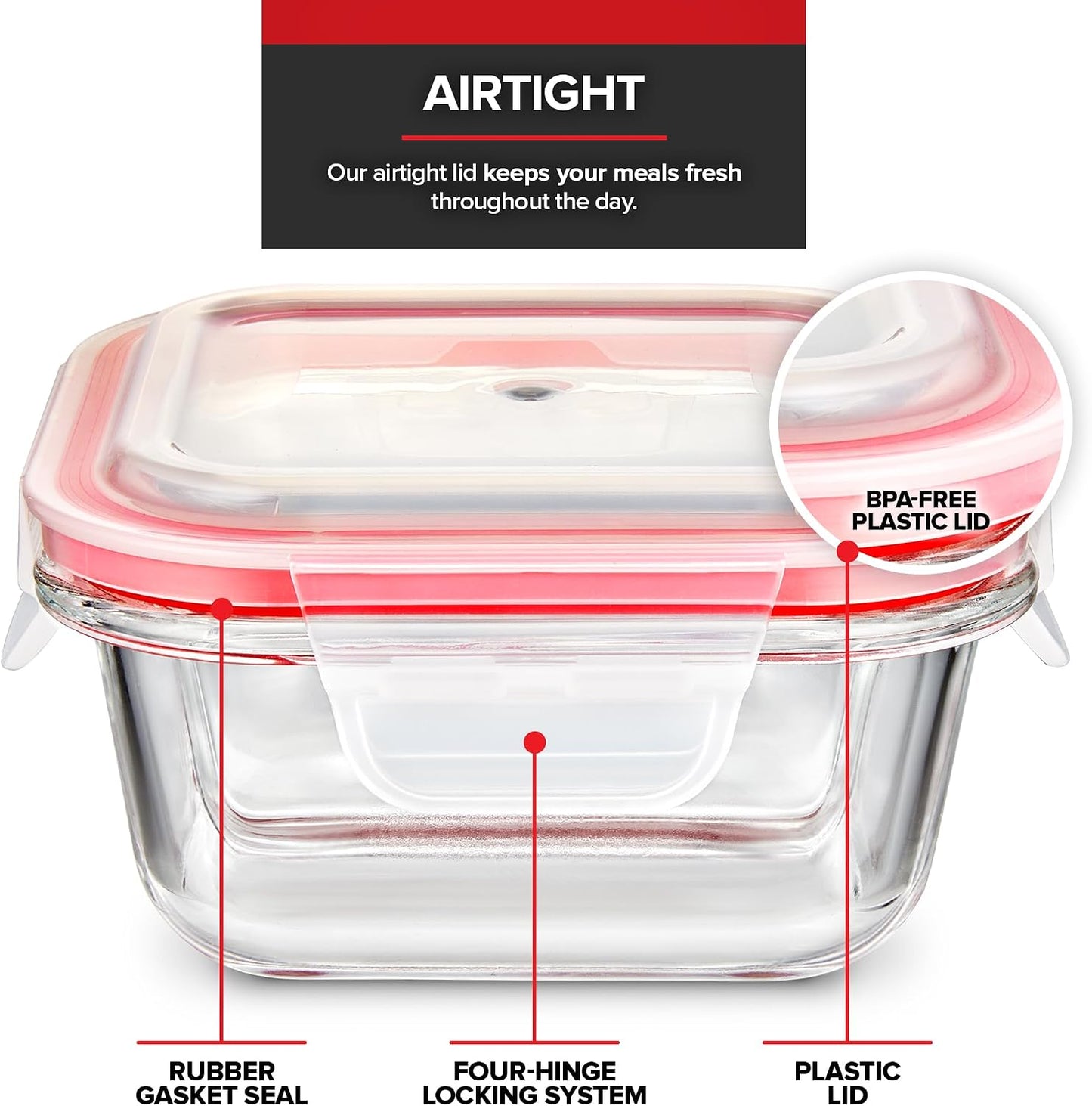 Glass Portion Control Bariatric Containers (3 Pack), 1 Cup Food Containers with Two 4 oz Compartments, 4oz Food Storage Containers for meal prep, Microwave Safe Glass Portion Containers with Lids