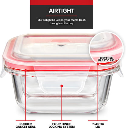 Glass Portion Control Bariatric Containers (3 Pack), 1 Cup Food Containers with Two 4 oz Compartments, 4oz Food Storage Containers for meal prep, Microwave Safe Glass Portion Containers with Lids