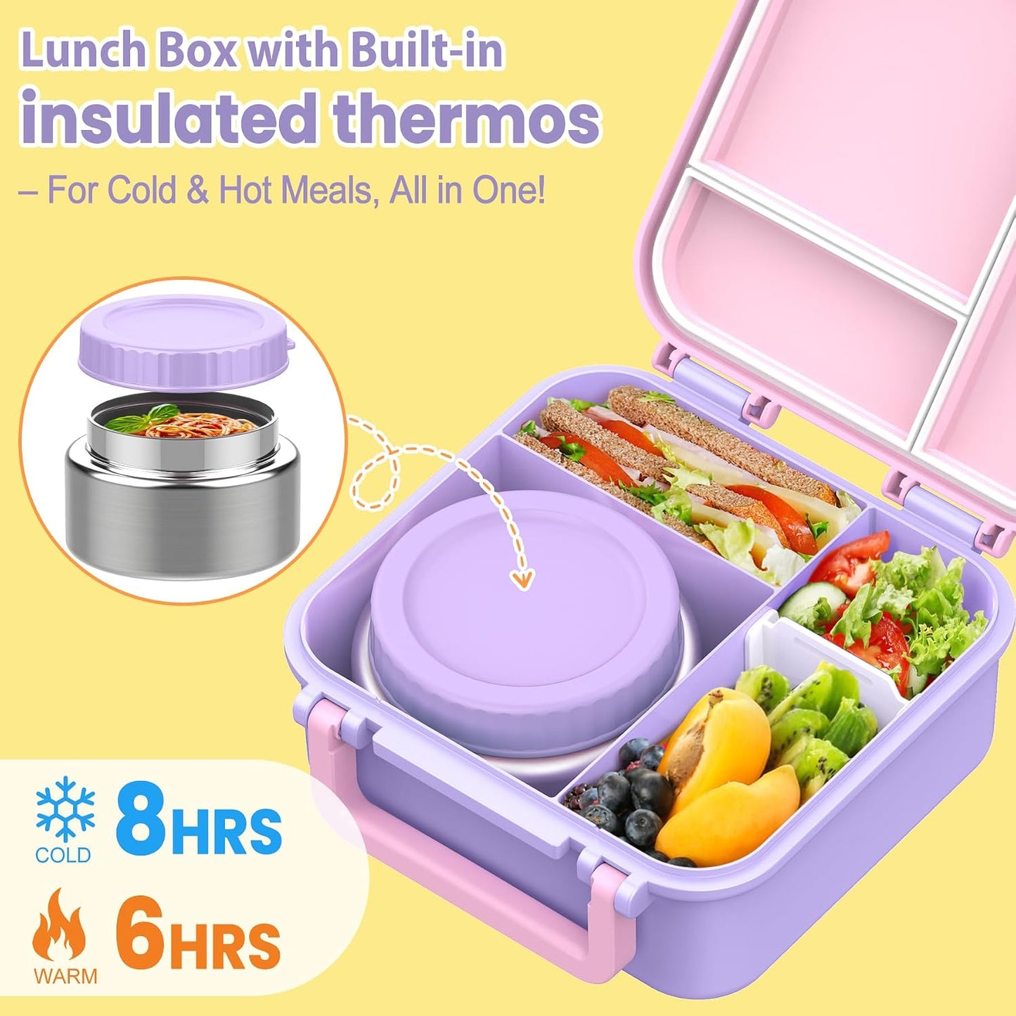 JOOPETALK Bento Lunch Box Set for Kids with 9oz Soup Thermo, Insulated Lunch Bag,Leak-proof BPA-free Lunch Food Container with 3-4 Conpartments for School Travel-Blue