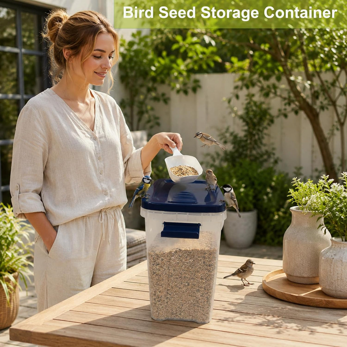 2 Lbs Small Cat Dog Food Storage Container for Bird Seed, Pet Food, 2 Pack | 2QT Versatile Dry Food Bin Portable Dispenser with Wide-Mouth Pour Spout for Rice, Flour, Cereal, Storage and Organization