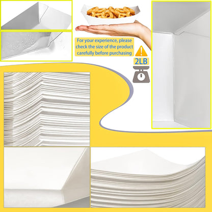 100 Pack 2lb Paper Food Trays, Heavy-Duty Paper Food Boat Disposable Serving Basket Tray for French Fries Nachos Snack Hot Dog Taco BBQ Popcorn Party Picnic Wedding Party (Brown)