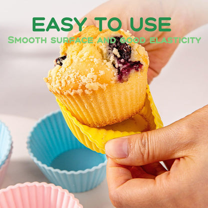 16 Pack Silicone Cupcake Liners, Reusable Muffin Cups for Baking Cake Molds, Muffin Liners, Dishwasher Safe Standard