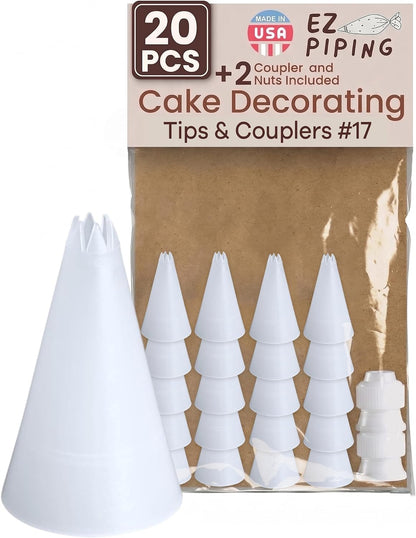 Reusable Plastic Piping Tips, Nozzles Standard Size Star Tip #20