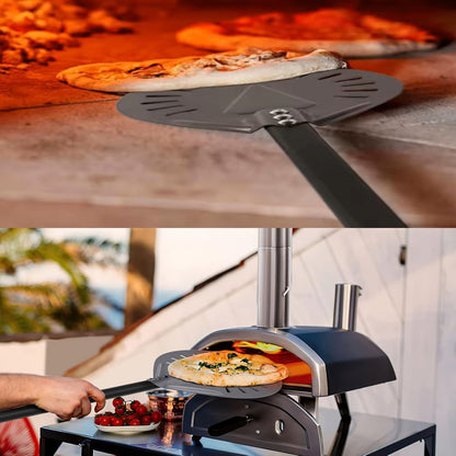 Pizza Oven Accessories Kit w/Pizza Oven Brush & Stone Scraper, 8 inch Pizza Turning Peel - Tools & Supplies Set - Compatible with Outdoor Ooni, Gozney, Ninja, Solo Ovens