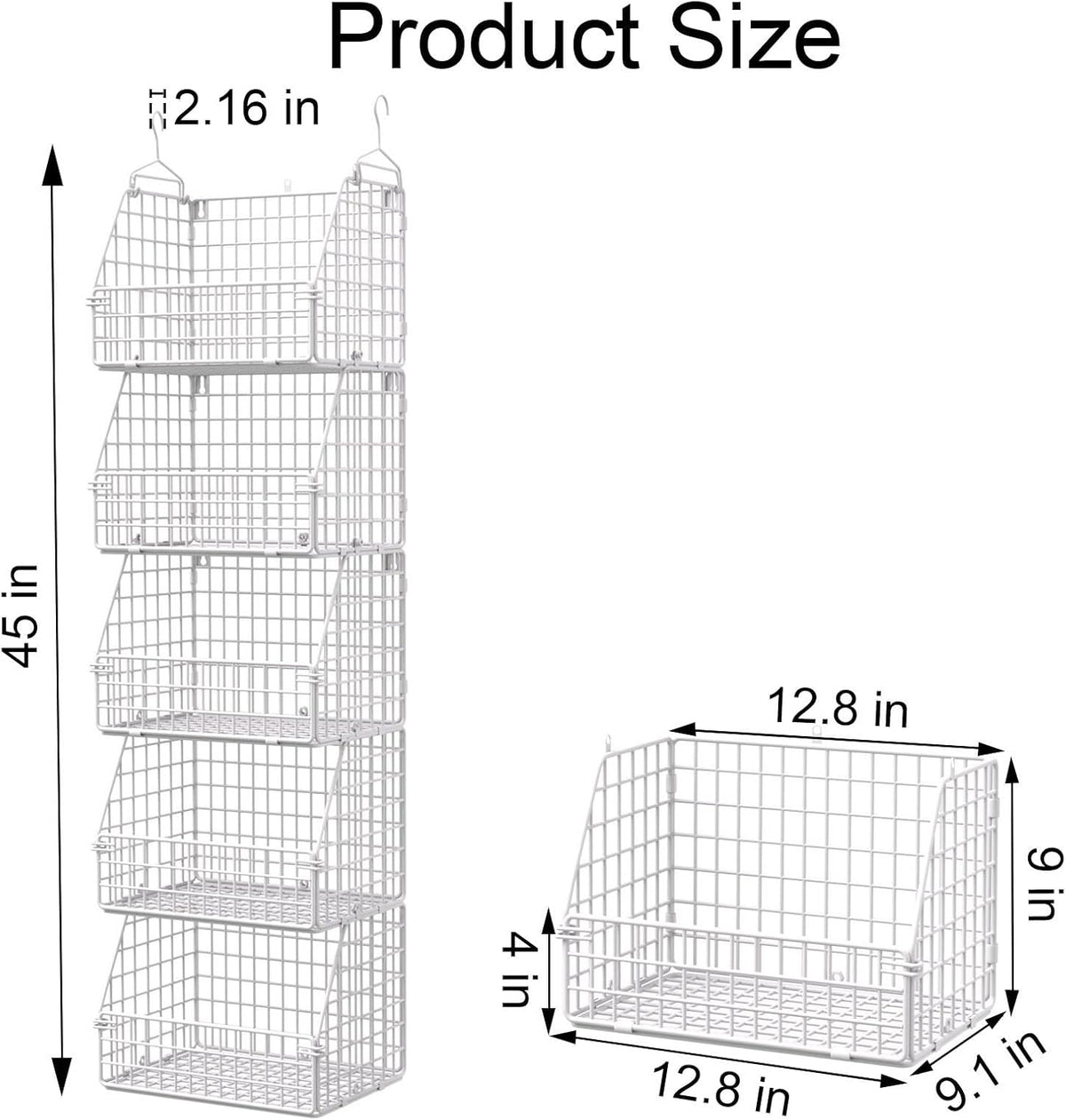 PUPPYCUTE Stackable Wire Storage Baskets for Kitchen Closet Pantry, Hanging Closet Organizers Storage Shelves Organization, Wall Mount Metal Basket Bins, Clothing Vegetable & Fruit Organizer 3 pcs