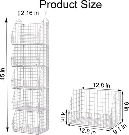 PUPPYCUTE Stackable Wire Storage Baskets for Kitchen Closet Pantry, Hanging Closet Organizers Storage Shelves Organization, Wall Mount Metal Basket Bins, Clothing Vegetable & Fruit Organizer 3 pcs