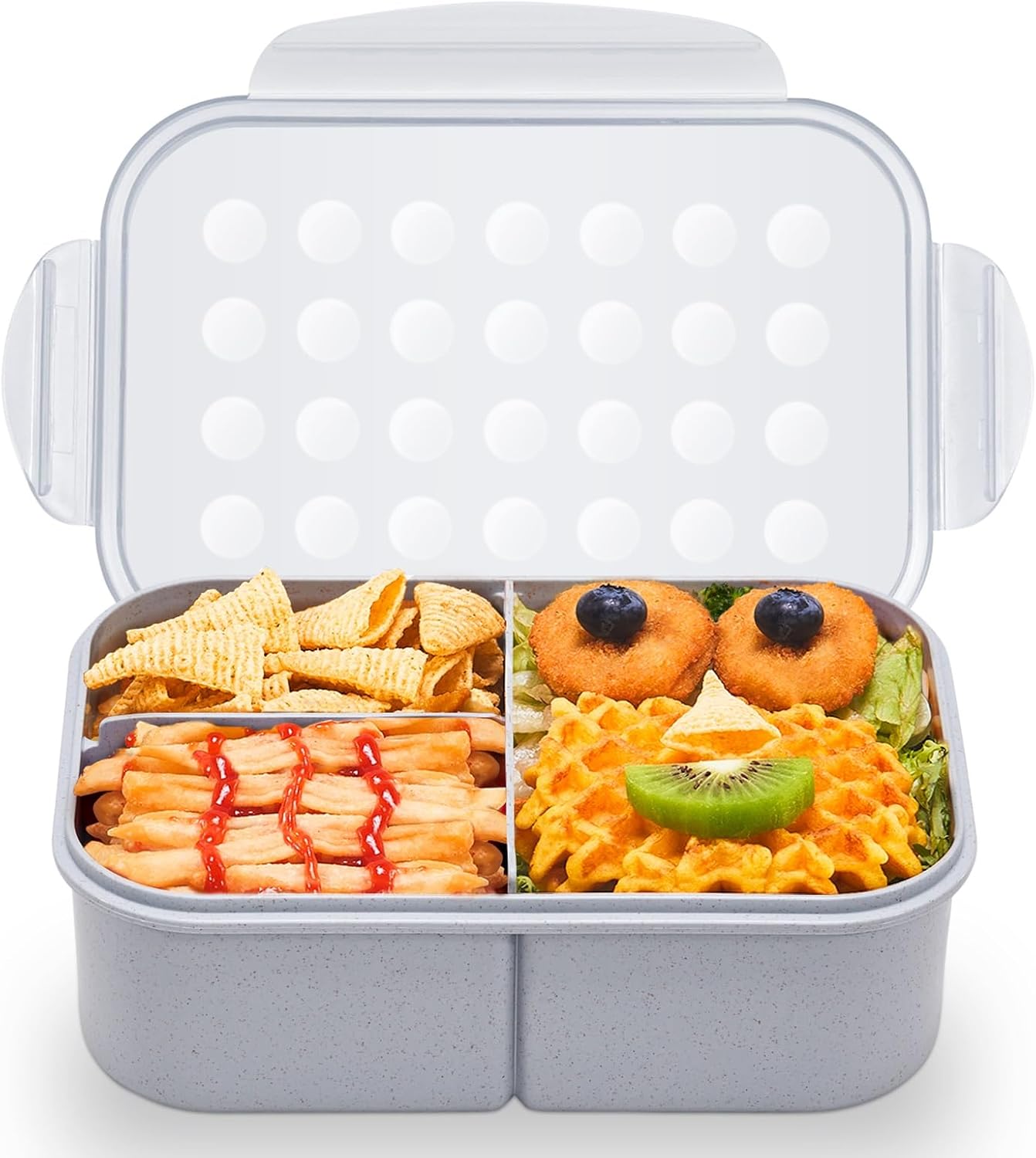 MISS BIG® Bento Box,Bento Box Adult,Lunch Box,Leak Proof Lunch Containers,No BPAs and No Chemical Dyes Bento Lunch Box,Dishwasher and Microwave Safe Lunch Containers for Adults(1900ml Gray)