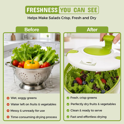Salad Spinner, Lettuce Spinner with Drain, 5.3 Quarts Capacity.