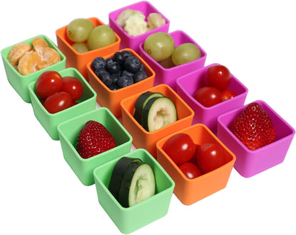 Square Silicone Lunch Box Dividers 12pcs - Bento Box Divider 2"x2"x1.5" - Cupcake Baking Cups - Bento Box Accessories Meal Prep Containers