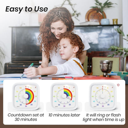 Yunbaoit Rainbow Visual Timer for Kids, 60-min Countdown Timer, Blue