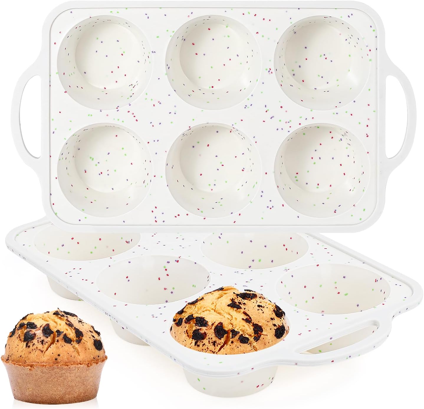 Silicone Muffin Pans for Baking, Metal Reinforced Frame 12 Cups Regular Size Silicone Cupcake Pan Nonstick Muffin Tin for Baking Muffin, Cupcake, Frittatas,BPA Free, Silicone Molds Dishwasher Safe