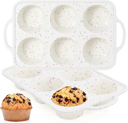 Silicone Muffin Pans for Baking, Metal Reinforced Frame 12 Cups Regular Size Silicone Cupcake Pan Nonstick Muffin Tin for Baking Muffin, Cupcake, Frittatas,BPA Free, Silicone Molds Dishwasher Safe