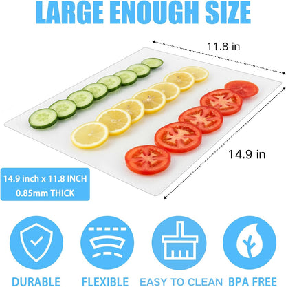ZENFUN 30 Pc Plastic Cutting Board Mats, Flexible Clear Cutting Mats 15 x 12 In, Kitchen Cutting Board Sheets Frosted Placemats BPA-Free, Non-Porous