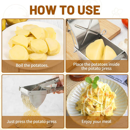 SHIKORI Heavy Duty Stainless Steel Professional Ricer for Mashed Potatoes