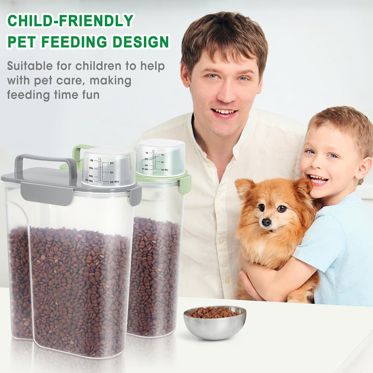 TBMax 10 Lbs Cat Dog Food Storage Container, 2026 Upgraded Large Pouring Container for Pet Food Storage, Bird Seed Dispenser, Portable Travel Kibble Holder -Dark Green