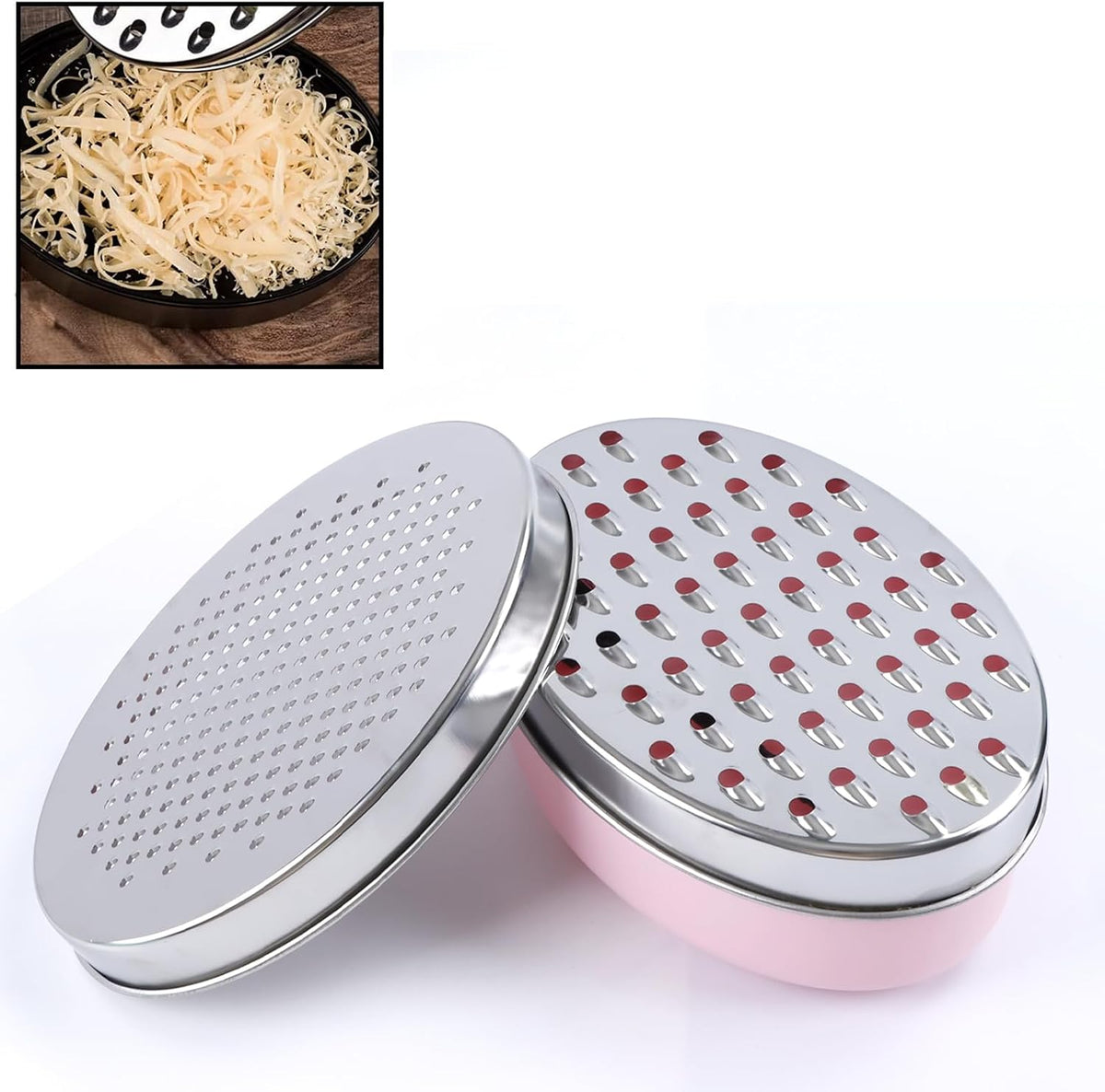 Cheese Grater Citrus Lemon Zester with Food Storage Container & Lid - Perfect For Hard Parmesan Or Soft Cheddar Cheeses, Ginger, Vegetables, Butter, Chocolate & Nutmeg (White)
