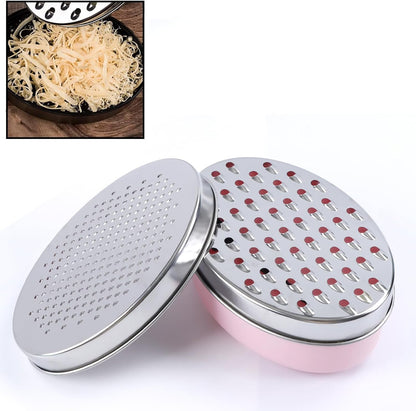 Cheese Grater Citrus Lemon Zester with Food Storage Container & Lid - Perfect For Hard Parmesan Or Soft Cheddar Cheeses, Ginger, Vegetables, Butter, Chocolate & Nutmeg (White)