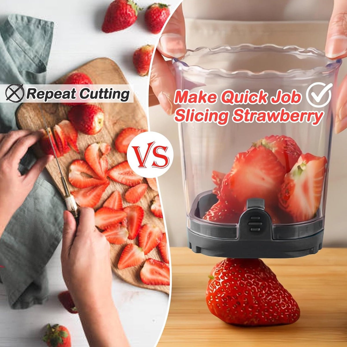 Creative Strawberry Slicer, Detachable Cutter with Push Plate (Purple)