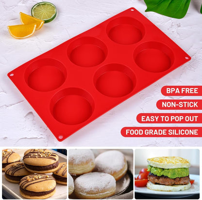 CAKETIME Muffin Top Pan, Silicone Egg Molds for Breakfast Sandwiches 3 Inch Round Baking Pan for Oven English Muffins, Whoopie Pies, Corn Bread, Egg bites, Tarts 3 Pack Confetti