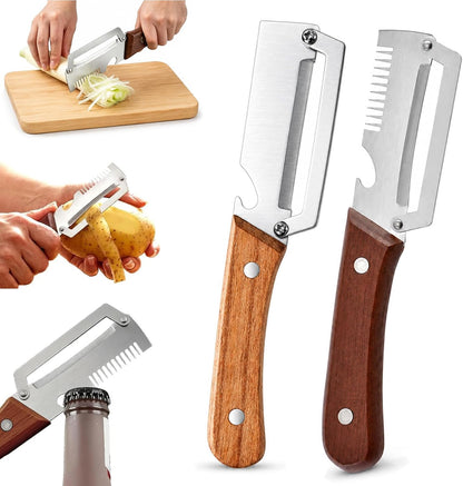 2-PACK Multifunctional Kitchen Vegetable Peeler – Stainless Steel Blade, Ergonomic Handle & Ideal for Fruits and Vegetables 3 In 1 Multi-Function Thickened Fruit Peeler Knife, Peel Julienne (2*Mixed)
